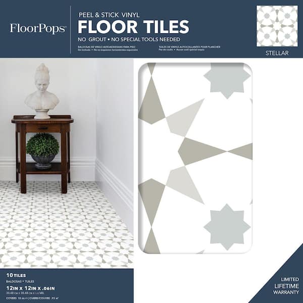 Stellar 12 in. W x 12 in. L Multicolor Peel & Stick Vinyl Tile Flooring (10 sq. ft./case)