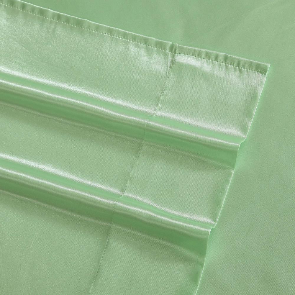 King Size Solid Pink Satin Polyester Sheet Set
