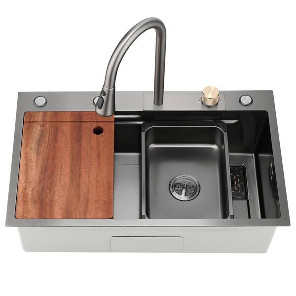 Hot Sale Worldwide Styles SUS 304 Stainless Steel Kitchen Sink with  Waterfall Faucet, Glass Bottle Wahser, Soap Dispenser Cutting Board, Basket  Drainer - China Kitchen Sink, Sink