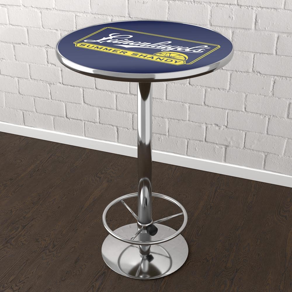 Leinenkugel Shandy 27 in. Chrome Round Table Top with Adjustable Foot Rest,