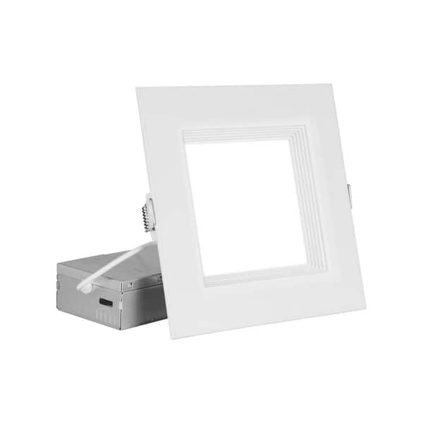 NICOR REL-R Square Regressed 6 in. White Selectable IC-Rated Integrated LED Recessed Downlight Trim Kit
