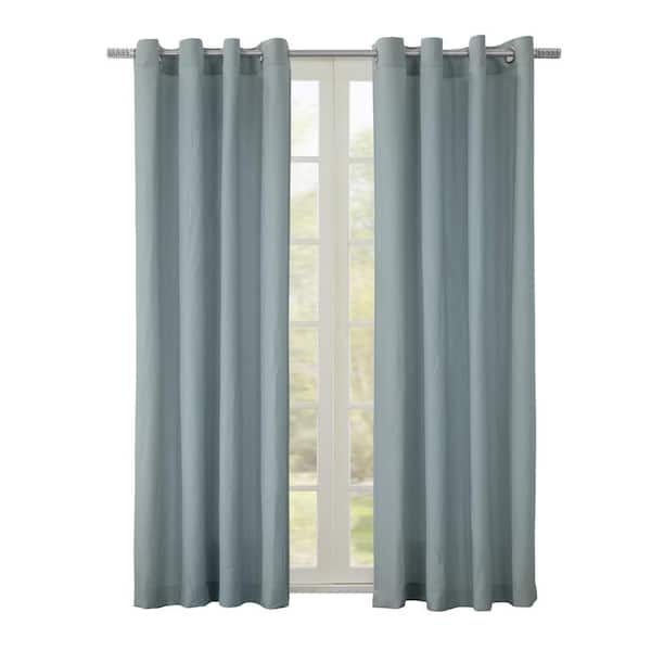 Habitat Harmony Blue Polyester Crinkle Textured 52 in. W x 63 in. L Grommet Indoor Light Filtering Curtain (Single Panel)
