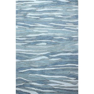 Greenwich Blue 8 ft. x 10 ft. (7'9" x 9'9") Abstract Contemporary Area Rug