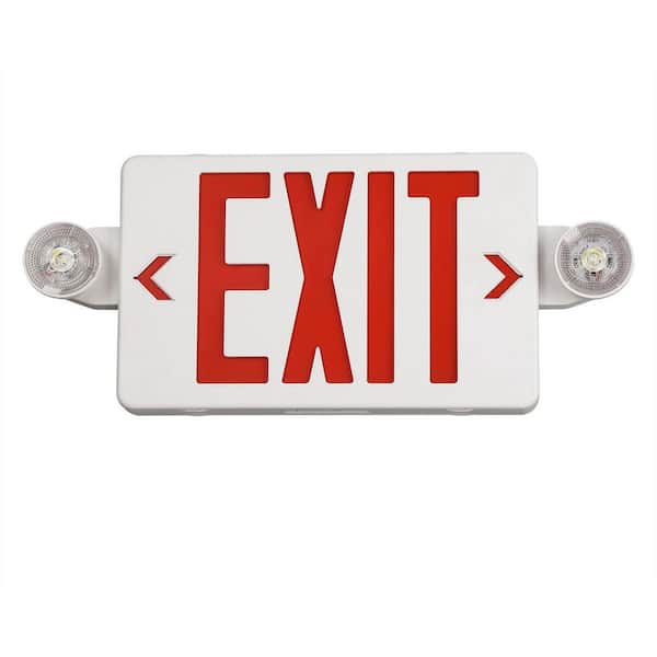 Red LED Exit Sign with Emergency Light UL Listed AC 120/277-Volt