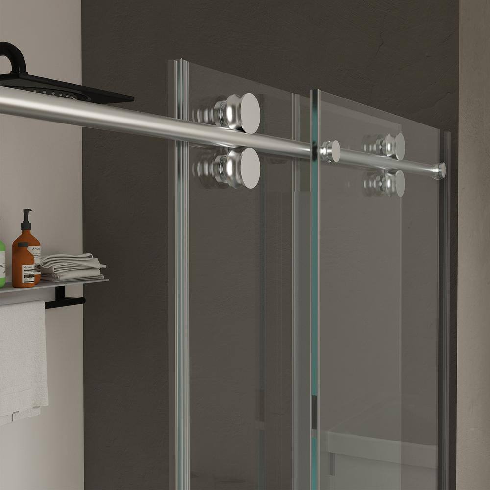 Chrome Frameless Sliding Shower Door with Tempered Glass