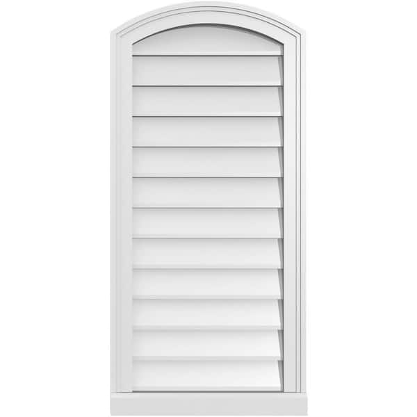 Ekena Millwork 18 in. x 38 in. Arch Top Surface Mount PVC Gable Vent: Functional with Brickmould Sill Frame