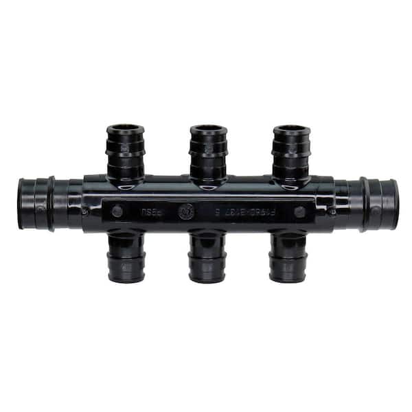 Apollo 3/4 in. x 1/2 in. PEX-A Barb Inlets x PEX-A Poly Alloy 6-Port Flow-Through Opposing Tee Manifold