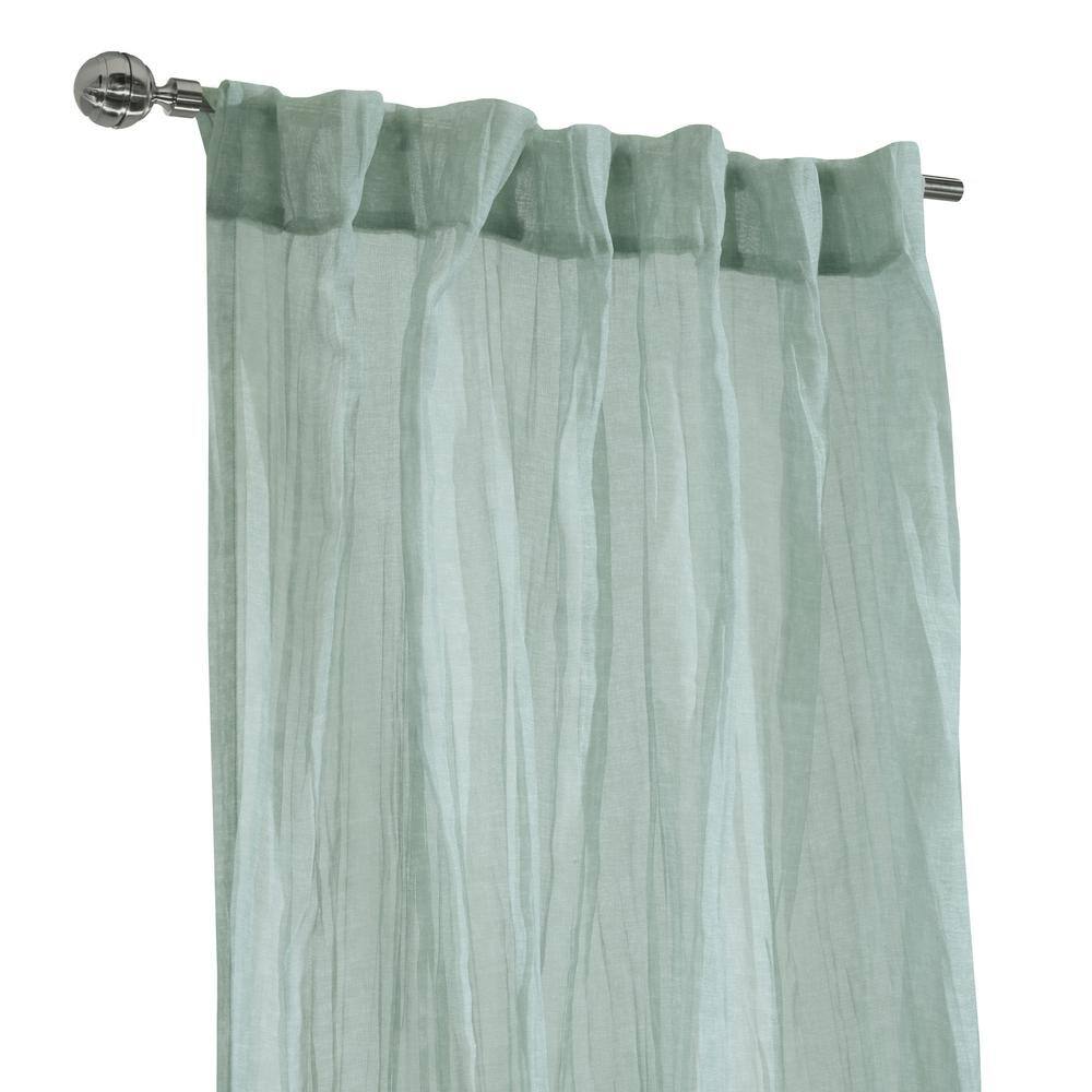 Pale Thyme Sheer Pleated Polyester Rod Pocket Curtains