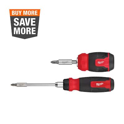 Milwaukee 14-in-1 Ratcheting Multi-Bit Screwdriver and 8-in-1 Compact Multi-Bit Screwdriver (2-Pack) 48-22-2906