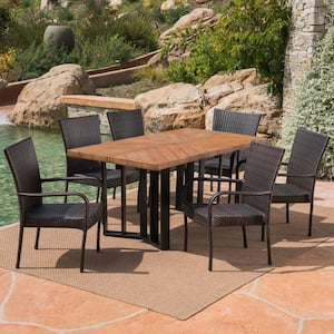 Fossili Multi-Brown 7-Piece Faux Rattan Outdoor Dining Set