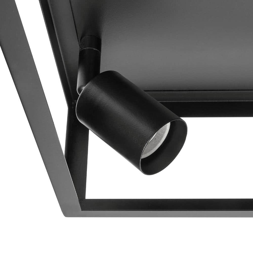 Matte Black Square 2-Light Indoor/Outdoor Flush Mount Ceiling Fixture