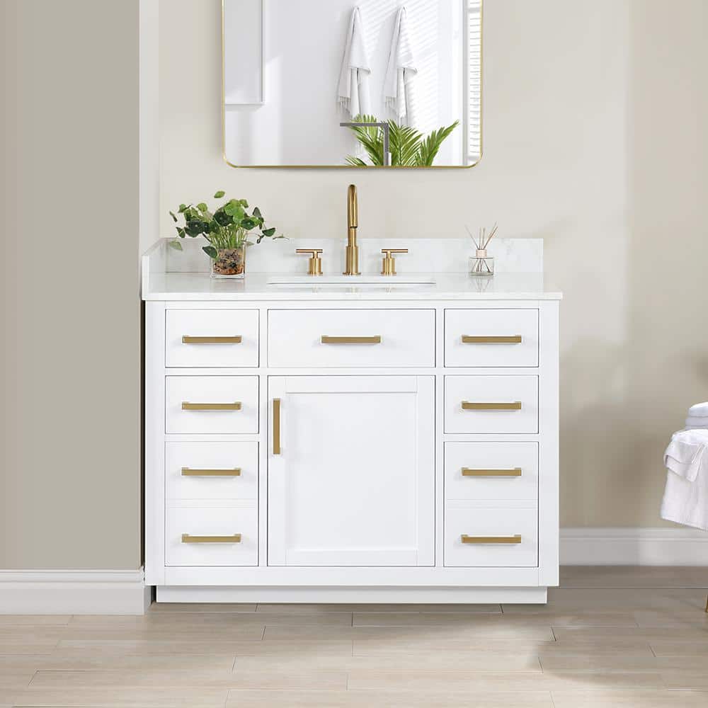 Gavino 42" White Wood Vanity with Composite Stone Top