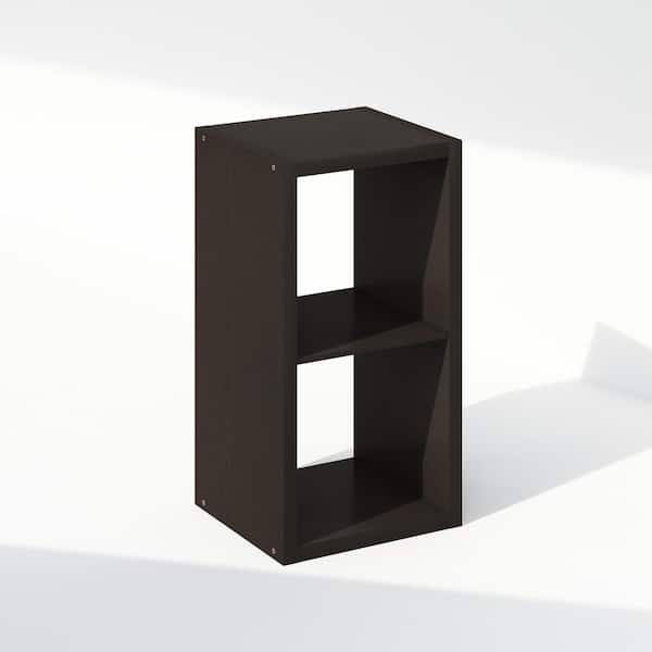 Furinno Cubic 29 in. Tall Dark Oak Wood 2-Shelf Cube Bookcase