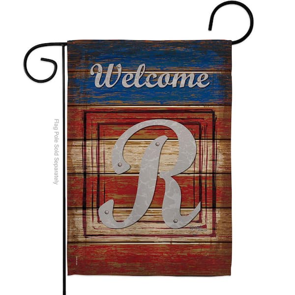 Breeze Decor 13 in. x 18.5 in. Patriotic R Initial Star and Stripes Garden Flag 2-Sided Decorative Vertical Flags