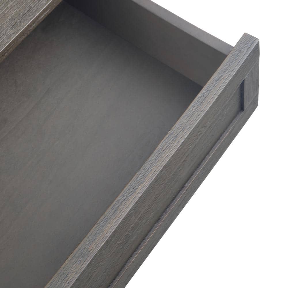 Farmhouse Gray 38" Square Acacia Wood Coffee Table with Storage
