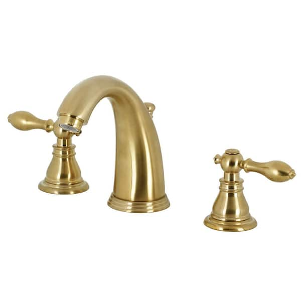 Kingston Brass Classic 8 in. Widespread 2-Handle High-Arc Bathroom Faucet  in Satin Brass