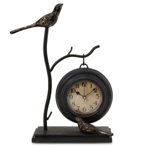 null 11.75 in. H x 9 in. W Bird and Branch with Round Hanging Clock