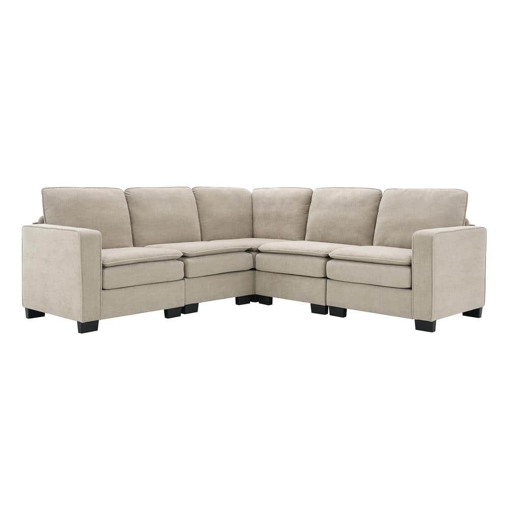 Reviews for Polibi 89 in. Square Arm Fabric Lshaped Sofa with Double