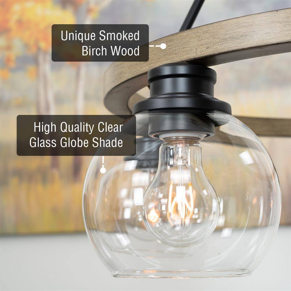Elwood 25'' Black Metal and Glass Globe Chandelier