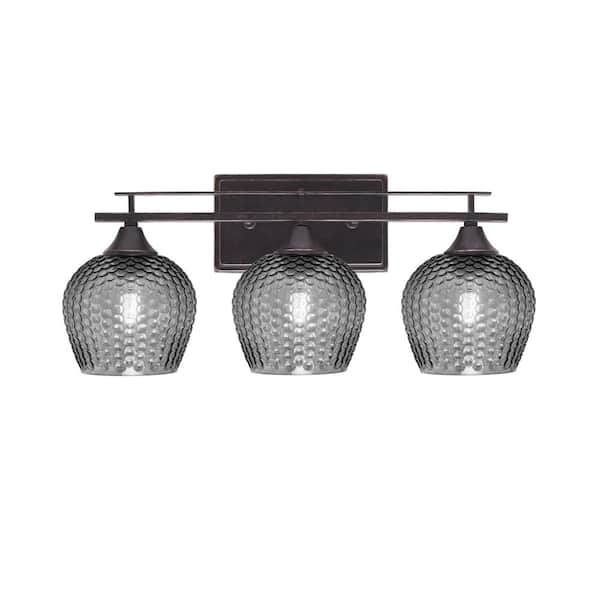 Unbranded Ontario 21 in. 3-Light Vanity Light Dark Granite Smoke Textured Glass Shade