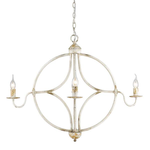 Golden Lighting Caspian Collection 4-Light Antique Ivory Chandelier