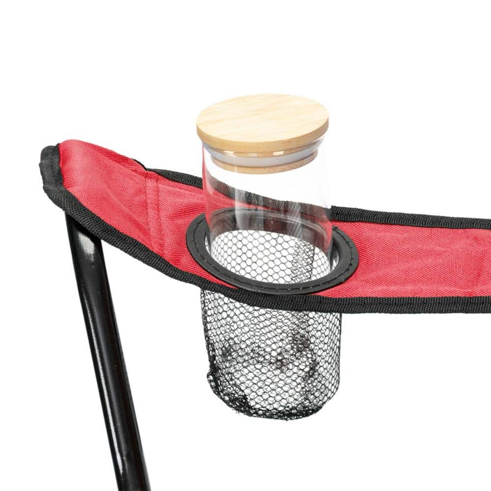 Red Iron Frame Folding Outdoor Camping Chair with Storage Bag