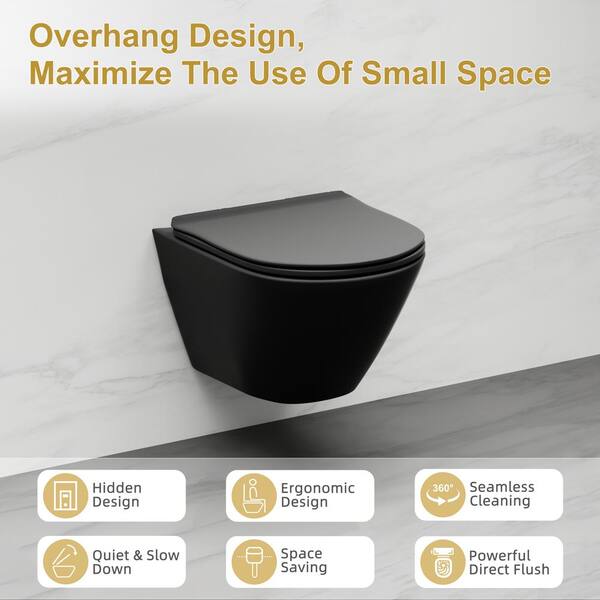 Simple Project One-Piece 0.8/1.6 GPF Dual Flush Round Wall-Mounted Toilet  in Matte Black HD-US-WHT-3-MB - The Home Depot