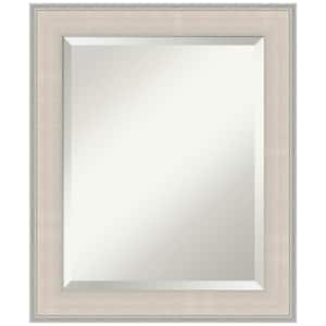 Cottage White Silver 20.5 in. x 24.5 in. Beveled Coastal Rectangle Wood Framed Bathroom Wall Mirror in White