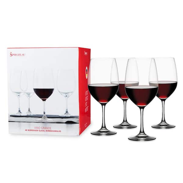 Spiegelau 21.9 oz. Bordeaux Wine Glasses European-Made Lead-Free Crystal,  Classic Stemmed, Dishwasher Safe, Gift Set (Set of 4) 4510277 - The Home  Depot