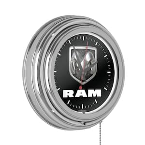 Neon Wall Clock Logo Black and White with Pull Chain-Pub Garage or Man Cave Accessories Double Rung Analog Clock