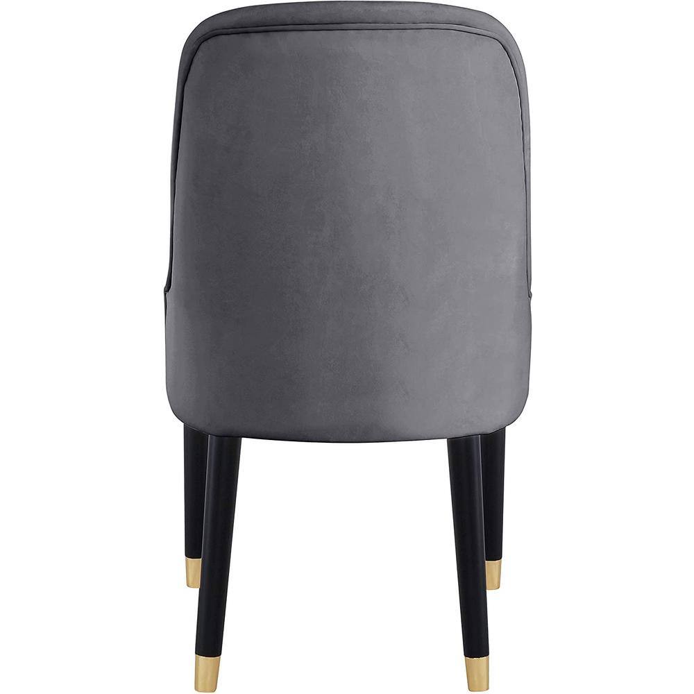 Gray Velvet Upholstered Armless Side Chair with Gold-Tipped Legs