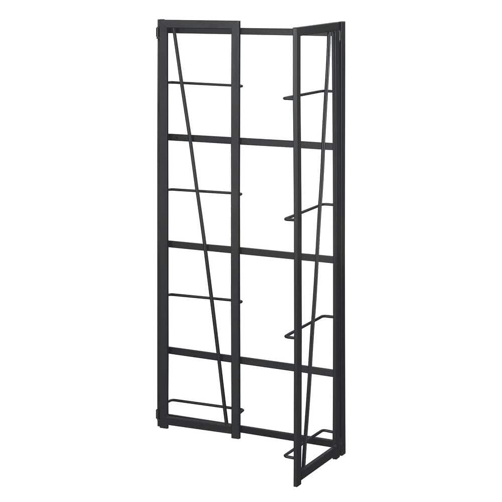 Espresso and Black 4-Tier Folding Bookshelf