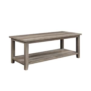 48 in. Grey Wash Rectangle Wood Classic Coffee Table with Lower Shelf