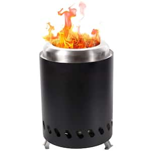 8 in. H x 5.5 in. Dia Stainless Steel Tabletop Smokeless Fire Pit - Black