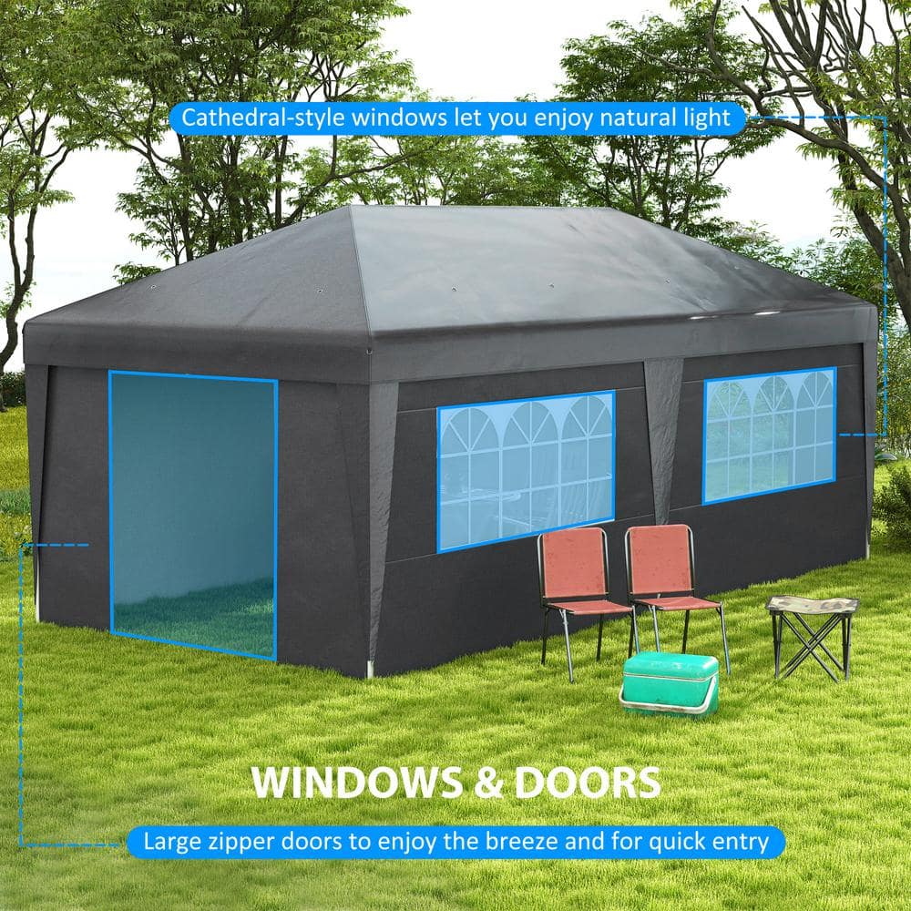 10 ft. x 19.5 ft. Pop Up Canopy Tent with Height Adjustable Large Tent Shel