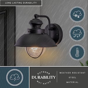 Harwich 1 Light Black Coastal Barn Dome Outdoor Wall Lantern Clear Glass