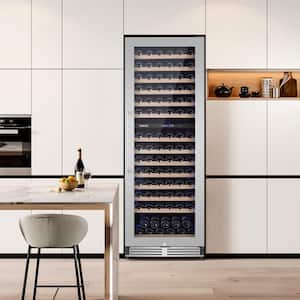 23.54 in Dual Zone Cellar Cooling Unit in Silver 154-Bottles 2-Shapes of Door Handles Removable Shelves-Touch Control