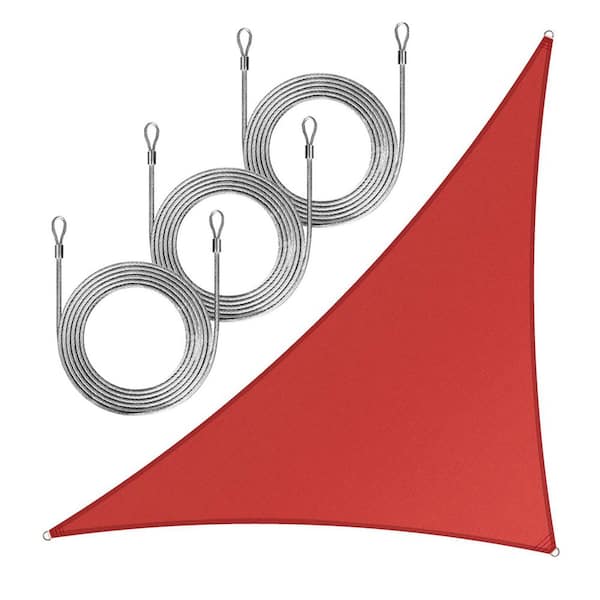 ROYAL SHADE 12 ft. x 12 ft. x 17 ft. Right Triangle Sun Shade Sail with Rope-Red