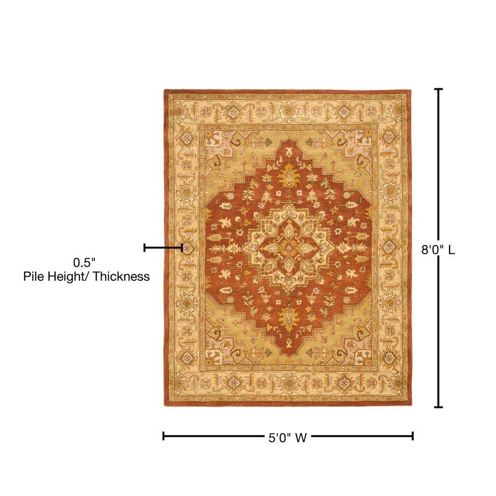 Ivory and Rust Hand-Tufted Wool Round Rug