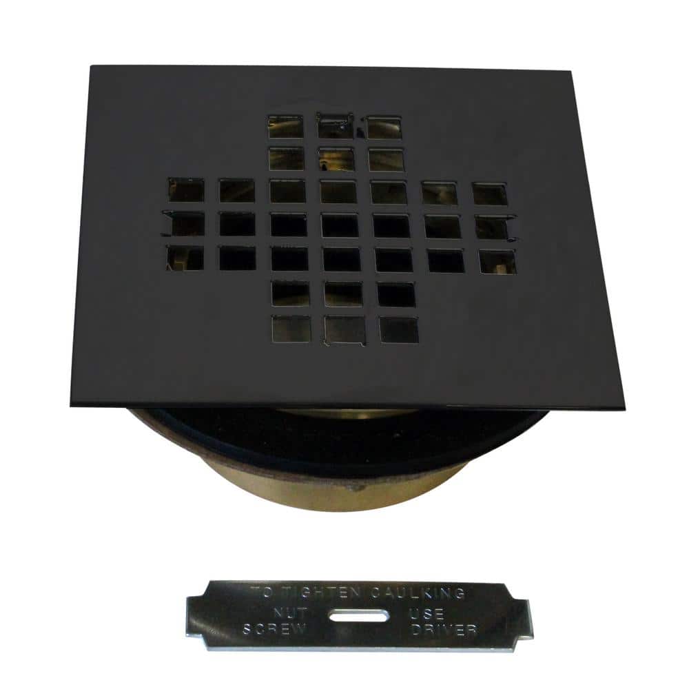 Matte Black Square Grate Shower Drain Cover with Brass Pipe