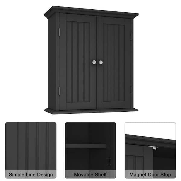 Dracelo 23.6 in. W x 7.9 in. D x 27.6 in. H Black Wood Wall