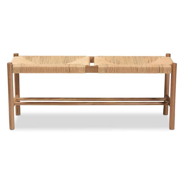 Baxton Studio Saura Brown Bench (17.7 in. H x 43.3 in. W x 13.8 in. D)