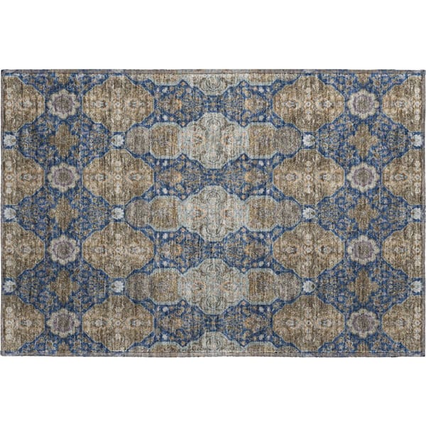 Mayfield Premium Machine Washable Abstract AMF2483 Navy 2 ft. x 3 ft. Accent Rug