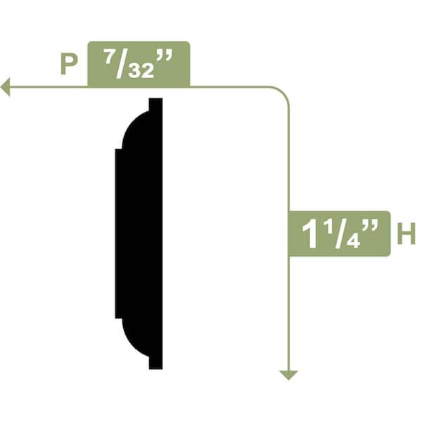 Ekena Millwork 1-1/4 in. x 1/4 in. x 96 in. Parting Bead, PVC