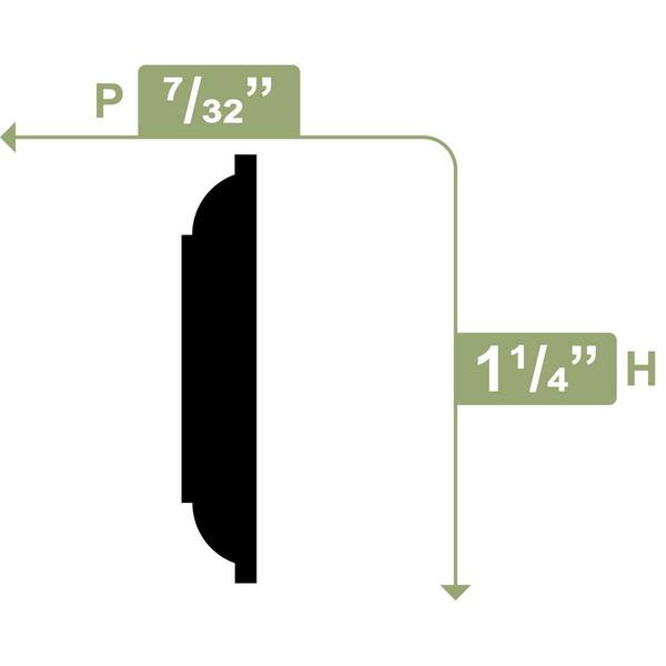Ekena Millwork 1-1/4 in. x 1/4 in. x 96 in. Parting Bead, PVC (8-Pack)