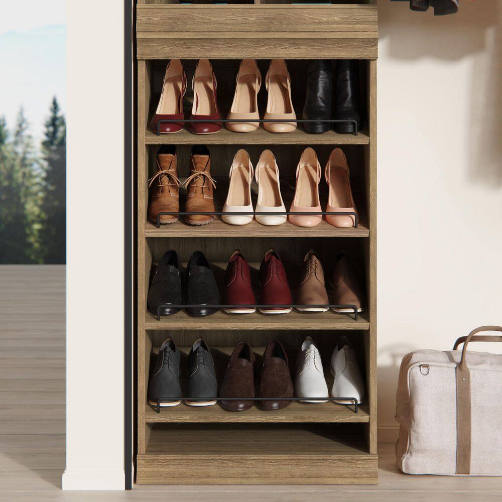 Sand Stackable Wood and Metal Shoe Shelf Unit