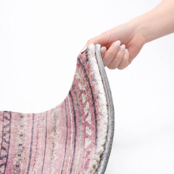 Dream Shag Premium Machine Washable Abstract ADS116 Pink 3 ft. x 5 ft. Area Rug