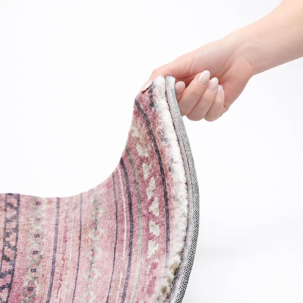 Dream Shag Premium Machine Washable Abstract ADS116 Pink 8 ft. x 10 ft. Area Rug
