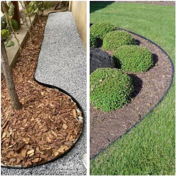 Phewnyzo 60 ft. Black Plastic Garden Edging Kit with 72 Anchoring