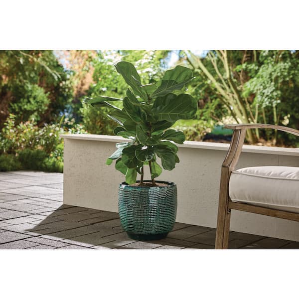 12 in. Genevieve Blue/Black Gradient Glazed Ceramic Planter (12 in. D x 12 in. H) with Drainage Hole